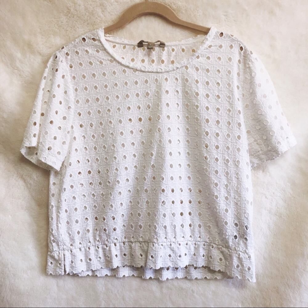 Banana Republic White Circle Short Sleeve Top